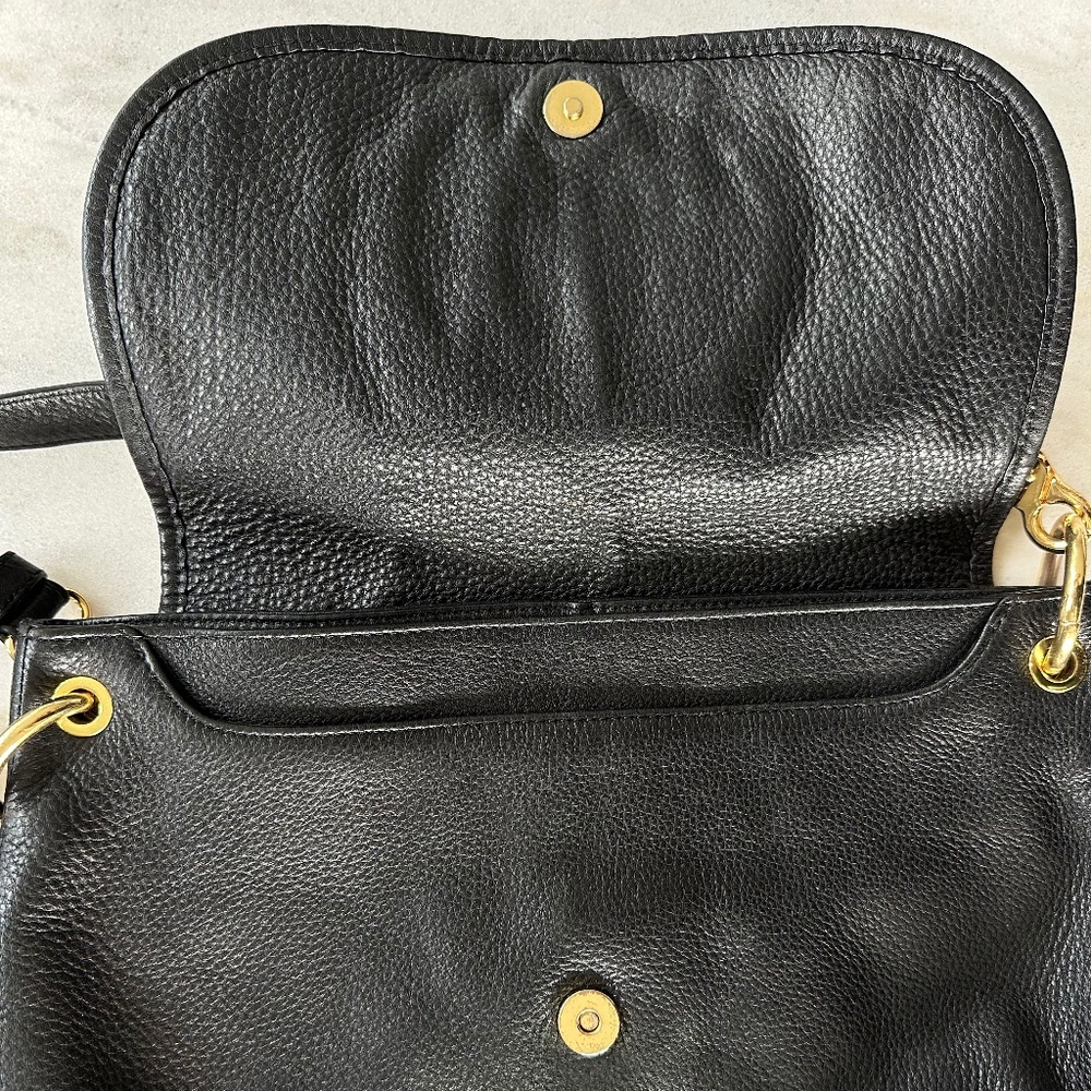 Tory Burch Black Pebble Leather Crossbody Messenger Bag - Large - Picture 9 of 16